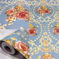 ORANGE Wallpaper Stiker dinding 45cm X 8M Motif Bunga Elegant - Wallpaper kamar tidur Motif Bunga