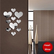 10pcs/set Removable Home Decor Art Acrylic Mural Decal Love Heart 3D Mirror Wall Sticker