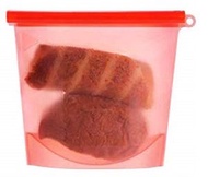 廚房必備矽膠保鮮袋 食物水果母乳冰箱收納 密封防漏保鮮袋- 紅色 500ML