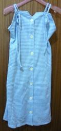 日系 韓風 藍色 白色 格子 格紋 細肩帶 無袖 洋裝 連衣裙 連身裙 小禮服 