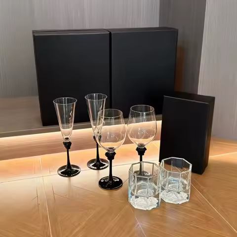 European Style Crystal Glass Red Wine Glass Gift Box Light Luxury Red Wine 2pcs Set Champagne Glass 
