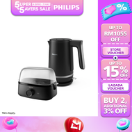 [Bundle] 1.7L PHILIPS Double Wall Kettle 5000 Series HD9395/90 with Electric Egg Cooker 3000 Series 