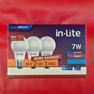 INB007 7W LED Bulb Lamp E27 Watt Buy 2 Get 1 Free Multipack Inlite Package
