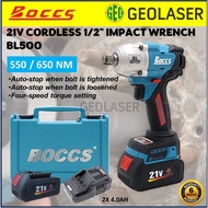 Boccs 21V BL500 500Nm 1/2 inch Cordless Impact Wrench 2x 4ah Battery