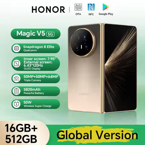 NEW HONOR Magic V5 16GB+512GB Foldable OLED Screen 5G Smartphone Snapdragon 8 Elite 5820 mAh Battery