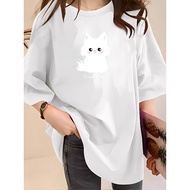 [AMYGO] 1XL-5XL T shirt Women 2Y727 T shirt Women T shirt Plus Size Tshirt Clothes Silk T-Shirt Over