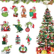 24 Pieces Christmas Grinch Wooden Hanging Ornaments Christmas Grinch Christmas Tree Decoration Part