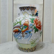 Guci vas keramik Antik motif burung Lukis