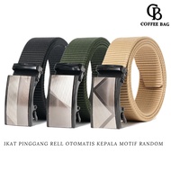 [CB] Men's Automatic Rail Canvas Nylon Belt - Random Motif-D-3360