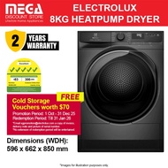 ELECTROLUX EDH803J5SC 8KG HEAT-PUMP DRYER (5 TICKS) | Free $70 Cold Storage Vouchers Redeem From Ele