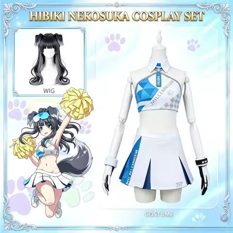 Presale Hibiki Nekozuka Cosplay Costume Dress Wig Women Blue Cos Outfit for Carnival Comic Conventio