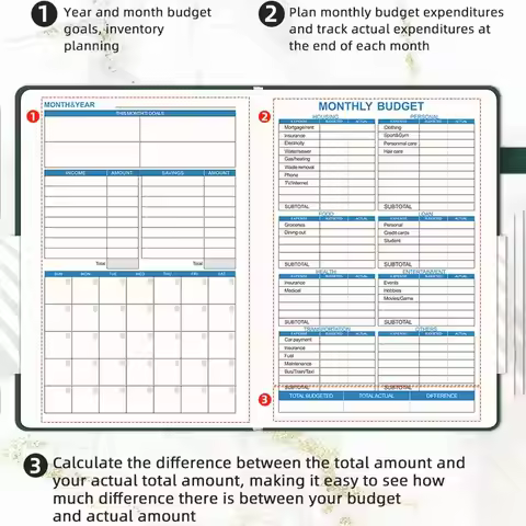 A5 Cash Budget Planner Notebook English Notepad Portable Schedule Books Multifunctional Budget Book