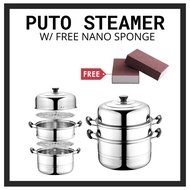 ♞Original 3 Layers Steamer for Puto 3 Layer Siomai Steamer Stainless Cookware Multifunctional