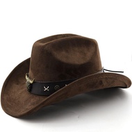 [Cowboy Hat] Western Cowboy Hat Jazz Hat Felt Hat Suede Cowboy Hat Retro Cowboy Hat Ethnic Style Cow