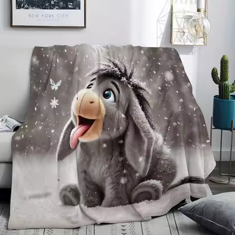 Eeyore Christmas Thanksgiving Halloween Easter Fleece Blanket - Soft Warm Plush, Digital Print, Wint