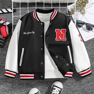 Unisex Children's Varsity Baseball Jacket LOGO N NEW (SABLON) (CAN CUSTOM INITIALS) SMILE GIRL BOY P