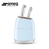SMEG Knife Set 7pcs | Stainless Steel Kitchen Knives with Wooden Block | Retro Style Chef Knife Set 