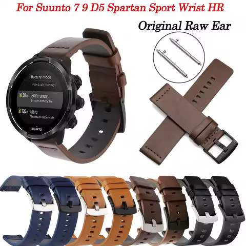 Steel Buckle 24mm Genuine Leather Smartwatch Strap For Suunto 7 9 D5 Wrist Bracelet For Spartan Spor