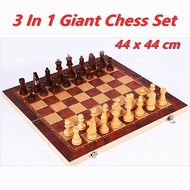 Giant Wooden Chess Set 3 In 1 Wooden Chess Board 44 x 44 cm