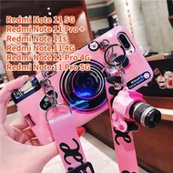 Case For Redmi Note 11 Note 11s Note 11 Pro Note 11 Pro + Retro Camera lanyard Casing Grip Stand Holder Silicon Phone Case Cover With Camera Doll