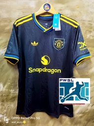 PWSL #เสื้อแมนยู ทีมเยือน 2025/26 สีดำ งานเทียบ แฟนบอล AAA เสื้อเปล่า + ทำฟูลออฟชั่น EPL ชื่อเบอร์นั