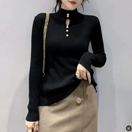 Aiyiyi Autumn Winter Top Half Turtleneck Sweater Warm Bottoming Shirt Slimmer Look Pullover Long-Sle