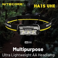 NITECORE HA15 UHE Ultra Lightweight AA Headlamp with Diffusing Stuff Sack Multipurpose 400 Lumens He