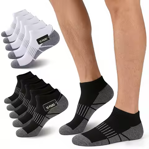 10 Pairs Men's Athletic Ankle Socks Breathable Comfort Cushioned Low Cut Sport Sock Casual Running T