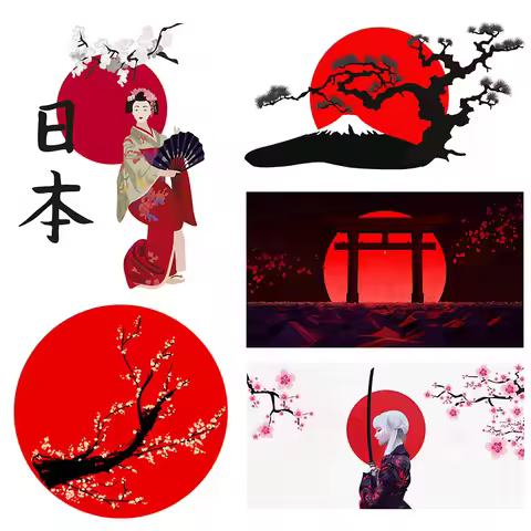 M450 Creative Stickers Japanese Landscape Stickers Silhouette Comic Decal Anti Scratch Sticker Fit F