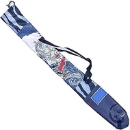 4.2 ft Waterproof Fishing Rods Carry Bag Double-Layered Navy Blue with Chinese Dragon Pattern Style 