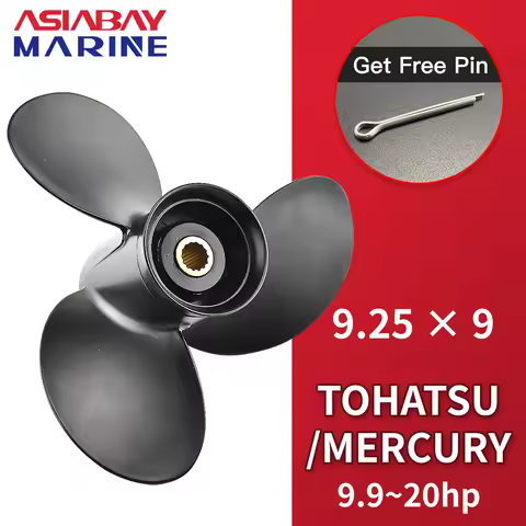 48-897750A11 Marine Propeller For Tohatsu Mercury 9.9 15 20 HP 9.25 * 9 Aluminum Alloy Screw 14 Spli