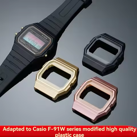 For Casio F-91W series watch case modification, high-quality plastic case, gold watch accessory spec