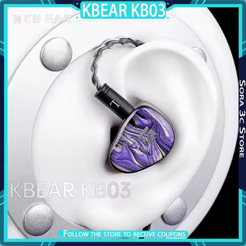 KBEAR KB03 Wired HiFi Earphones Beryllium-coated Diaphragm Bone Conduction with 1.25m Cable High Qua