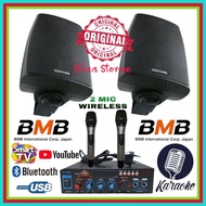 PAKET KARAOKE SPEAKER BMB KG-511 AMPLI MIXER MIC WIRELESS KOMPLIT COCOK DIPAKAI DI CAFE / RESTORAN