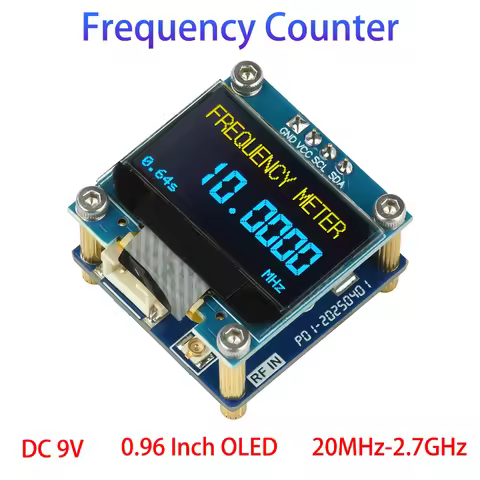 DC 9V Frequency Counter Module 20MHz-2.7GHz 0.96 Inch OLED Digital RF Frequency Meter for Walkie Tal