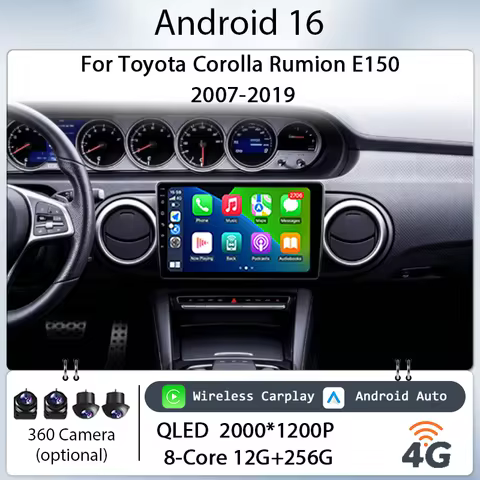 for Toyota Corolla Rumion E150 2007-2019 9" Android 16 IPS Touch Screen Wireless CarPlay GPS Navi BT