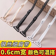 Underwear Straps Bra Straps Ultra-Fine 0.6cm Silver Silk Underwear Shoulder Straps Width 6mm Thin Sh