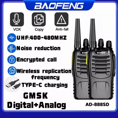 Baofeng BF-888SD GMSK Digitale Walkie Talkies UHF Noise reduction Type-C Portable Charger BF-888s Em