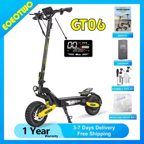 EOEOTWO GT06 Electric Scooter Adults 1200W Motor 48V13/23AH Lithium Battery 28MPH E Scooters Dual Su