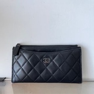 Chanel classic vintage black leather pouch long wallet card holder bag經典中古復古絕版黑色真皮香奈兒小香長銀包錢包卡片套散銀包#V126