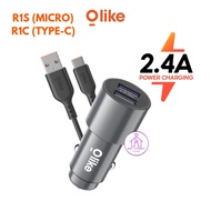 Olike Car Charger Set Dual USB Fast Charging 2.4A Free Cable R1S R1C
