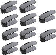 Cabinet Shoe Compartment Organizer, Pack of 10 Adjustable Shoe Stackers, Space Saver, Dual Layer Shoe Rack Organizer Holder (10 Pairs-Black)