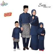 (NAVY BLUE KURUNG MODEN SERI) SET FAMILY RAYA 2022. BAJU RAYA SEDONDON IBU ANAK. SET IBU AYAH DAN ANAK.