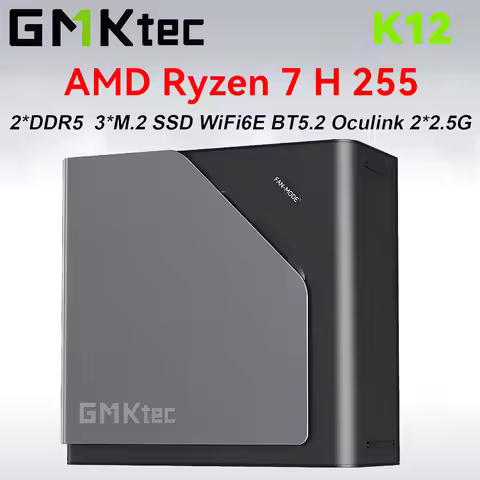 GMKtec K12 AMD Ryzen 7 H 255 Gaming Mini PC 2*DDR5 3*PCIe SSD WiFi6E BT5.2 2*.5G LAN OCulink Desktop