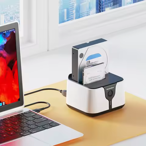 USB 3.0 To SATA Dual-Bay HDD Docking Station 20TB X2 Hard Drive Station with 12V 3A Power Adapter fo