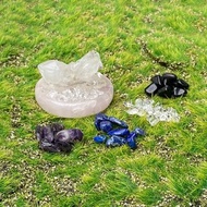 天然精選雙尖鑽石魚眼石x粉晶盤x水晶消磁石凈化充電消磁能量套組