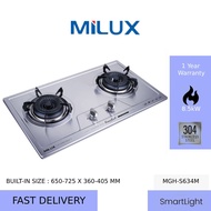 Milux Stainless Steel Cooker Hob MGH-S634M Built-in Gas Hob Premium MGHS634M Dapur Gas