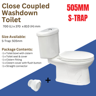 20 Inch 505mm S-Trap WC Water Closet Toilet Close Coupled Tandas Duduk White Ceramic READY STOCK