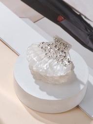 1入組女性鑲鑽扇貝設計創意髮夾，適用於造型裝飾派對