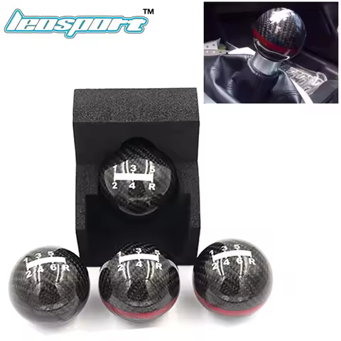 Leosport-JDM style black/red line 5/6 Speed M10X1.5 Mugen Carbon Fiber Gear Shift Knob For Honda EK9